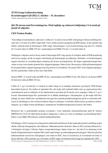 Vorschaubild TCM Group A/S Quartalsbericht 2022-q4