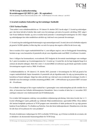 Vorschaubild TCM Group A/S Quartalsbericht 2023-q3