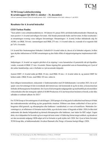 Vorschaubild TCM Group A/S Quartalsbericht 2023-q4
