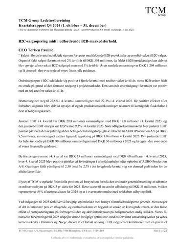 Vorschaubild TCM Group A/S Quartalsbericht 2024-q4
