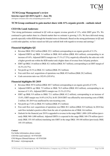 Vorschaubild TCM Group A/S Quartalsbericht 2019-q2