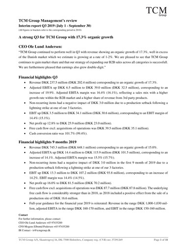 Vorschaubild TCM Group A/S Quartalsbericht 2019-q3