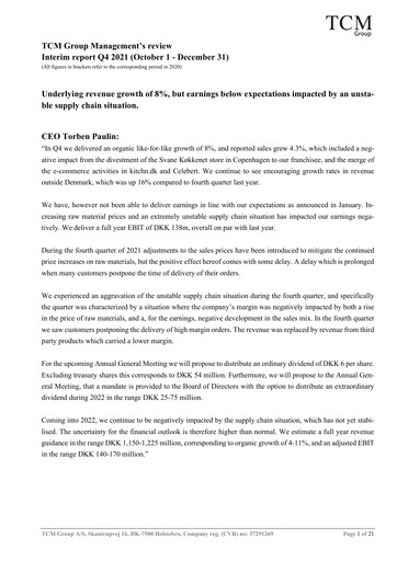 Vorschaubild TCM Group A/S Quartalsbericht 2021-q4