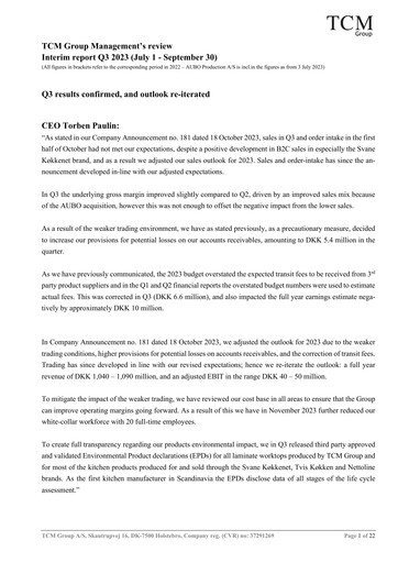 Vorschaubild TCM Group A/S Quartalsbericht 2023-q3