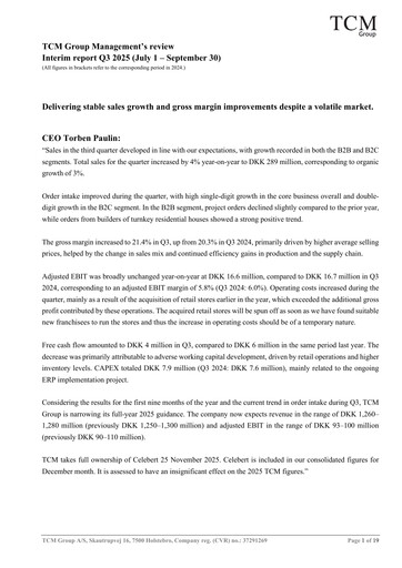 Vorschaubild TCM Group A/S Quartalsbericht 2025-q3