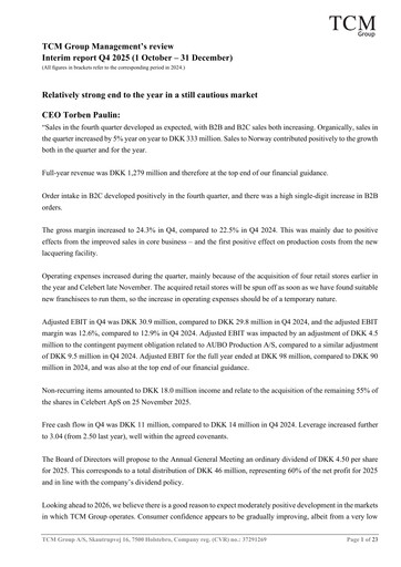 Vorschaubild TCM Group A/S Quartalsbericht 2025-q4
