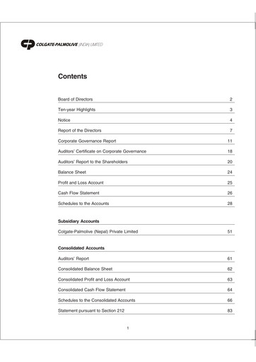 Thumbnail Colgate-Palmolive India Annual Report 2007-2008