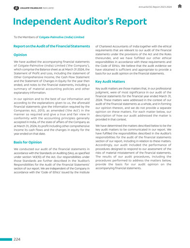 Miniature Colgate-Palmolive India Bilan financier 2023-2024