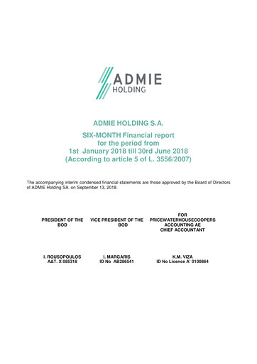 Thumbnail Admie Holding Financial Report 2018-h1