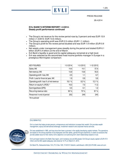 Thumbnail Evli Quarterly Report 2014-q1