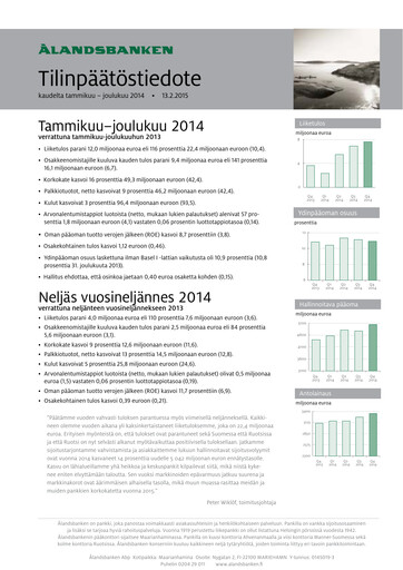 Thumbnail Ålandsbanken Financial Report 2014