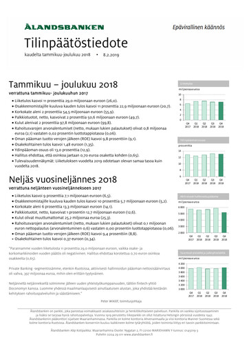 Thumbnail Ålandsbanken Financial Report 2018