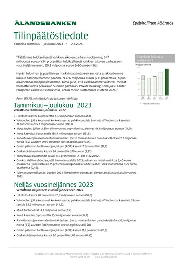 Thumbnail Ålandsbanken Financial Statement 2023