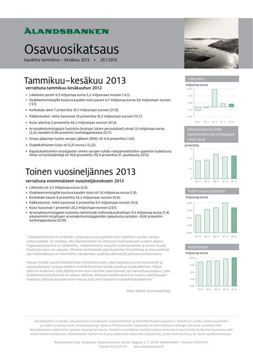 Thumbnail Ålandsbanken Half-year Report 2013-h1