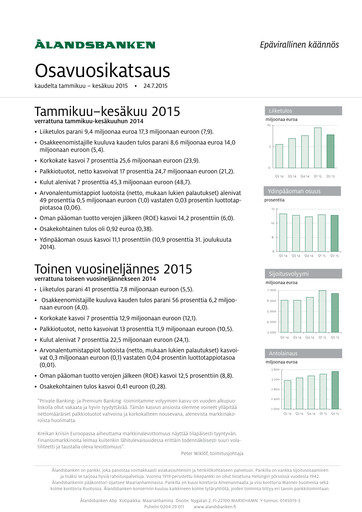 Thumbnail Ålandsbanken Half-year Report 2015-h1