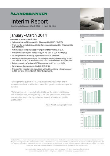 Miniature Ålandsbanken Rapport trimestriel 2014-q1