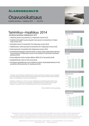 Miniature Ålandsbanken Rapport trimestriel 2014-q1