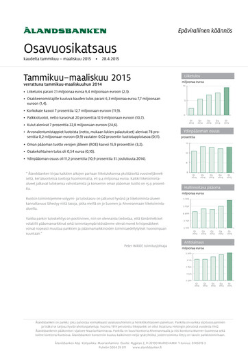 Miniature Ålandsbanken Rapport trimestriel 2015-q1