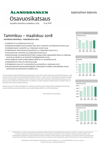 Miniature Ålandsbanken Rapport trimestriel 2018-q1