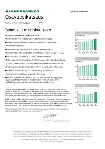 Miniature Ålandsbanken Rapport trimestriel 2020-q1
