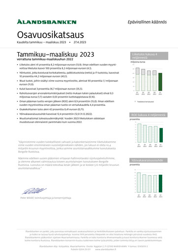 Miniature Ålandsbanken Rapport trimestriel 2023-q1