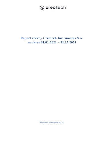 Thumbnail Creotech Instruments Annual Report 2021