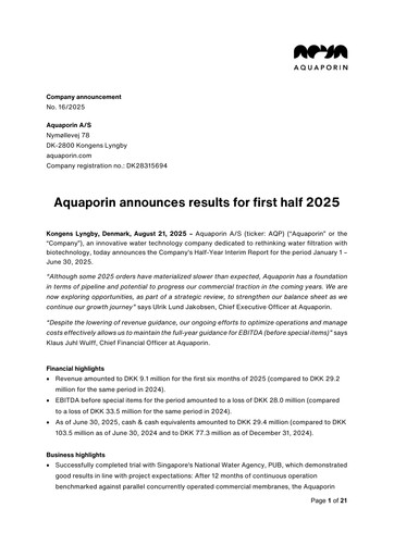 Thumbnail Aquaporin Half-year Report 2025-h1