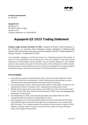 Thumbnail Aquaporin Quarterly Report 2025-q3