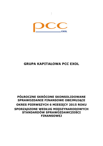Miniature PCC Exol Rapport semestriel 2015-h1