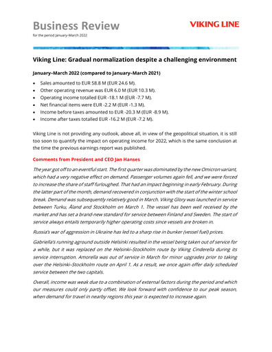 Thumbnail Viking Line Abp Quarterly Report 2022-q1