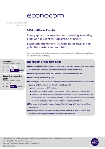 Vorschaubild Econocom Group Halbjahresbericht 2014-h1