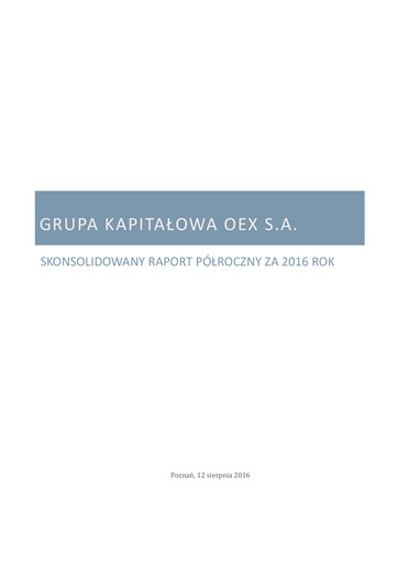 Thumbnail OEX S.A. Half-year Report 2016-h1