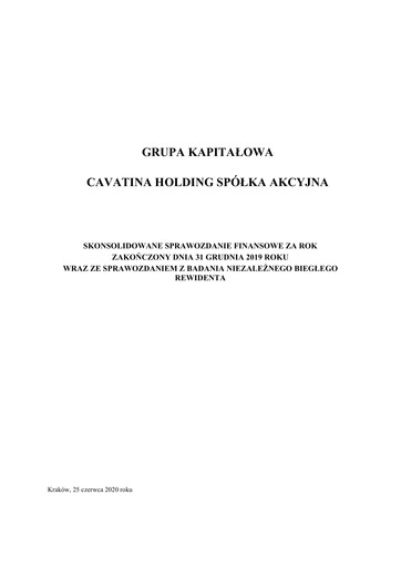 Thumbnail Cavatina Holding Spólka Akcyjna Financial Statement 2019