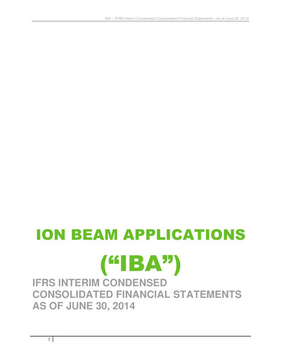 Thumbnail Ion Beam Applications Half-year Report 2014-h1
