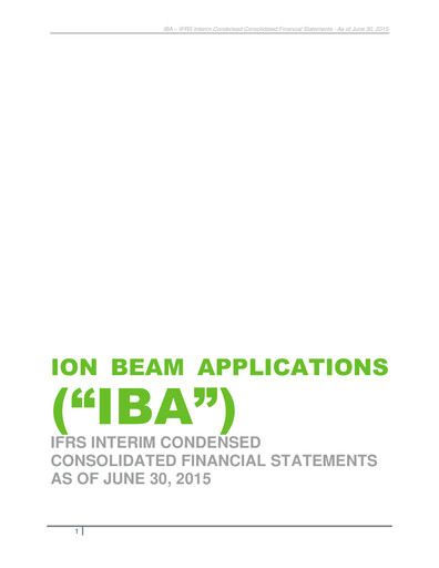 Thumbnail Ion Beam Applications Half-year Report 2015-h1