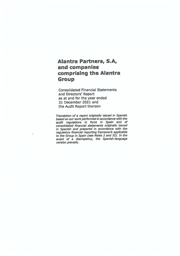 Thumbnail Alantra Partners Financial Statement 2021
