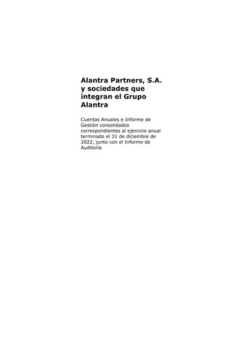 Thumbnail Alantra Partners Financial Statement 2022