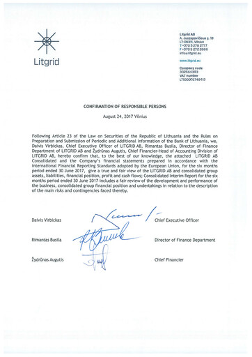 Thumbnail Litgrid AB Half-year Report 2017-h1