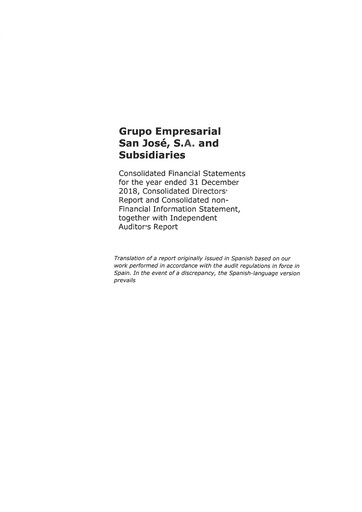 Thumbnail Grupo Empresarial San José Financial Statement 2018