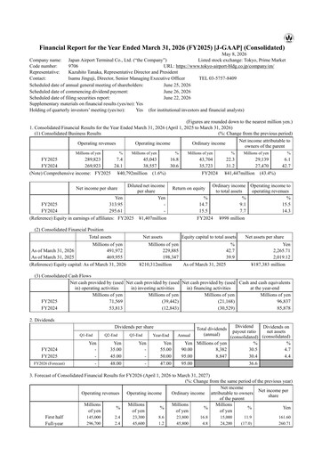 Thumbnail Japan Airport Terminal Financial Report 2026