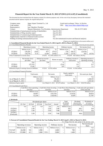 Thumbnail Japan Airport Terminal Financial Statement fy2011