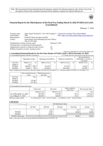 Thumbnail Japan Airport Terminal Quarterly Report 2023-9m