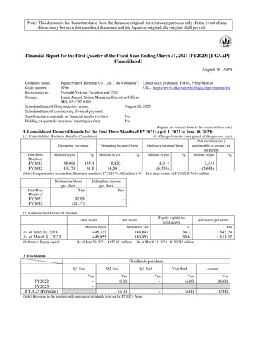 Thumbnail Japan Airport Terminal Quarterly Report 2023-q1