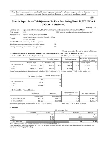 Thumbnail Japan Airport Terminal Quarterly Report 2024-9m