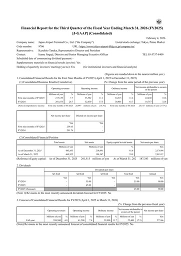 Thumbnail Japan Airport Terminal Quarterly Report 2025-9m