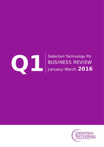 Thumbnail Detection Technology Quarterly Report 2016-q1