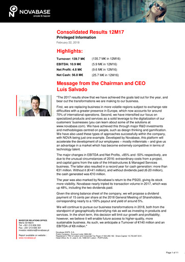 Vorschaubild Novabase Finanzbericht 2017