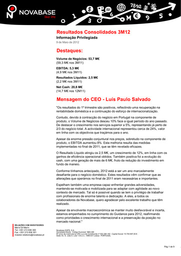 Thumbnail Novabase Quarterly Report 2012-q1