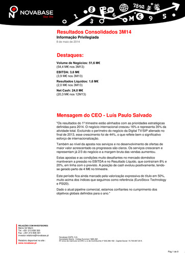 Thumbnail Novabase Quarterly Report 2014-q1