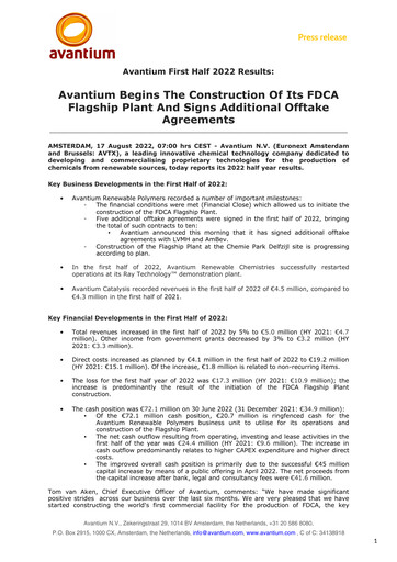 Vorschaubild Avantium N.V. Halbjahresbericht 2022-h1